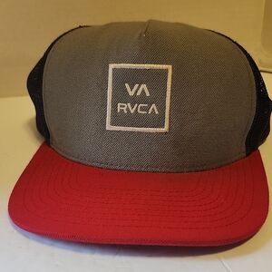 RVCA Grey Front with Red Brim Trucker Hat